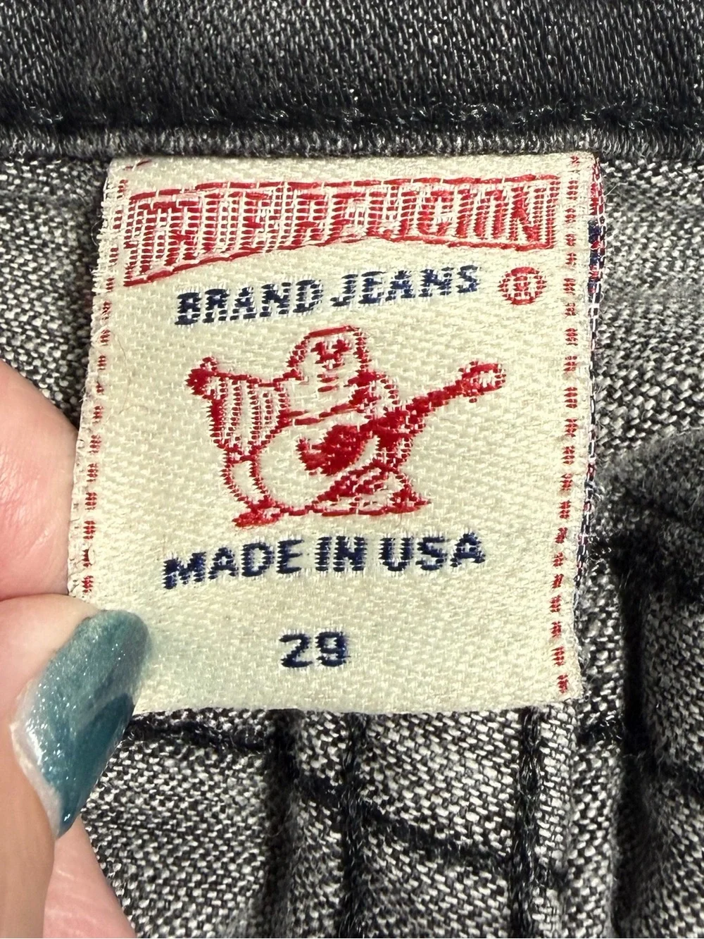 True Religion Ricky Straight Jeans 30x32.5 Black Gray Wash Made in USA
